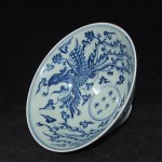 Antike B/W Schale / Bowl mit Phönix und Drachen